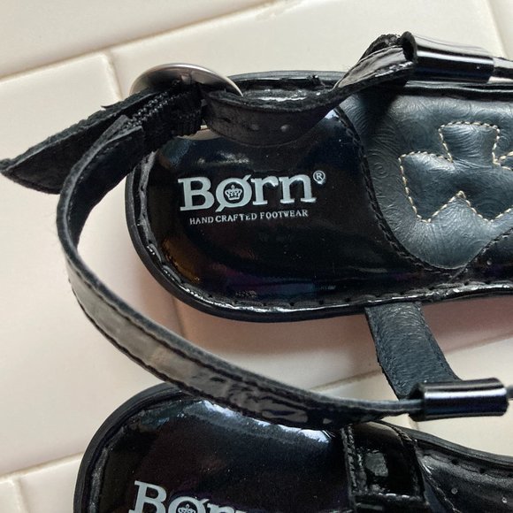 Born Thong Sandals Sz 8 Black Patent Leather Sling Back Women's Comfort Casual - Picture 4 of 14
